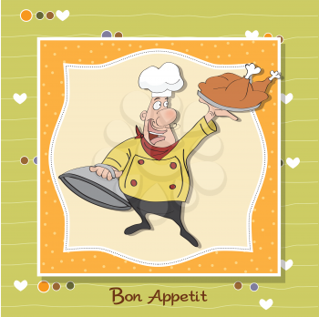 Royalty Free Clipart Image of a Cartoon Chef