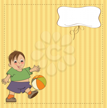 Royalty Free Clipart Image of a Little Boy Playing Ball