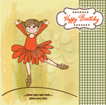 Royalty Free Clipart Image of a Birthday Ballerina Card
