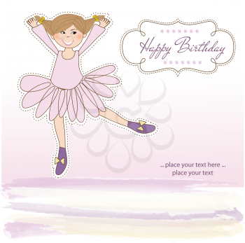 Royalty Free Clipart Image of a Birthday Card With a Ballerina