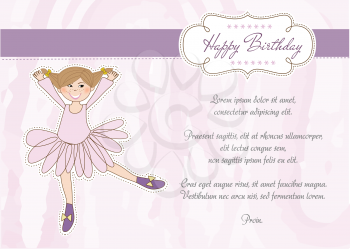 Royalty Free Clipart Image of a Happy Birthday With a Ballerina