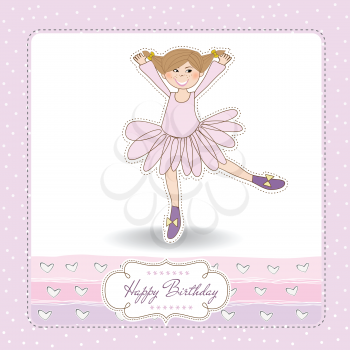 Royalty Free Clipart Image of a Happy Birthday Card With a Ballerina