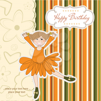 Royalty Free Clipart Image of a Happy Birthday Card With a Ballerina