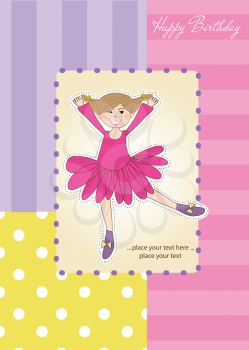 Royalty Free Clipart Image of a Ballerina Birthday Card