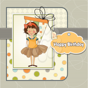 Royalty Free Clipart Image of a Girl on a Birthday Card