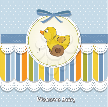 Royalty Free Clipart Image of a Welcome Baby Card With a Duck