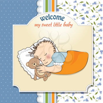 Royalty Free Clipart Image of a Baby Boy Welcome Card
