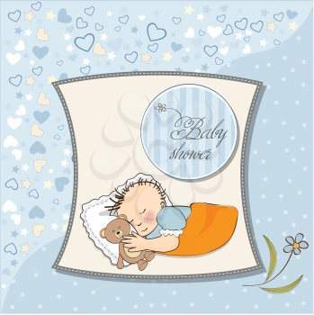 Royalty Free Clipart Image of a Baby Boy Shower Card