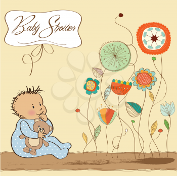 Royalty Free Clipart Image of a Baby Boy Shower Invitation
