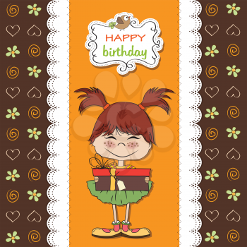 Royalty Free Clipart Image of a Birthday Card With a Young Girl