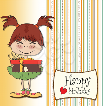 Royalty Free Clipart Image of a Birthday Card With a Little Girl on It