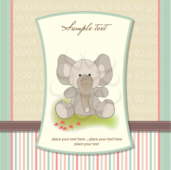 Royalty Free Clipart Image of an Elephant on a Background With Text