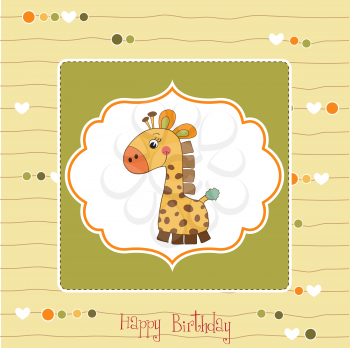 Royalty Free Clipart Image of a Birthday Card With a Giraffe on It