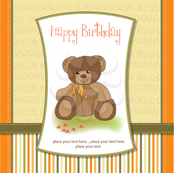 Royalty Free Clipart Image of a Birthday Card With a Teddy