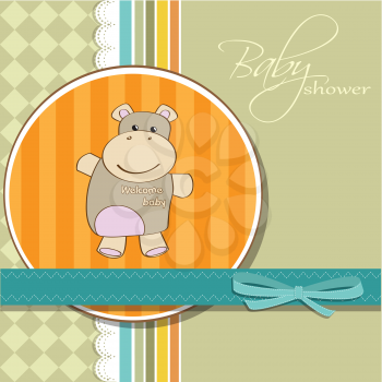 Royalty Free Clipart Image of a Baby Shower Invitation With a Hippo on It