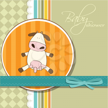 Royalty Free Clipart Image of a Cow on a Shower Invitation