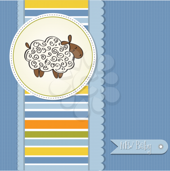 Royalty Free Clipart Image of a Card With a Sheep on It