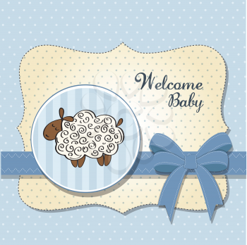 Royalty Free Clipart Image of a Baby Announcement With a Sheep on It
