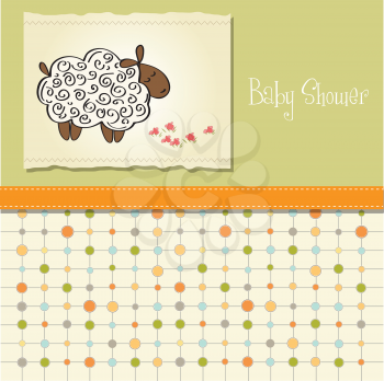 Royalty Free Clipart Image of a Baby Shower Invite With a Lamb