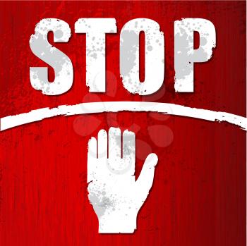 Royalty Free Clipart Image of a Stop Sign With a Hand on It