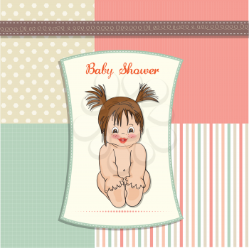 Royalty Free Clipart Image of a Baby Shower Invitation With a Little Girl on It