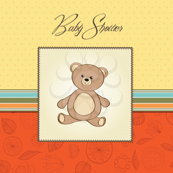 Royalty Free Clipart Image of a Baby Shower Card With a Bear on It