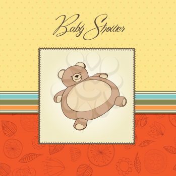 Royalty Free Clipart Image of a Baby Shower Card With a Bear on It