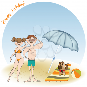 Royalty Free Clipart Image of a Couple at the Beach