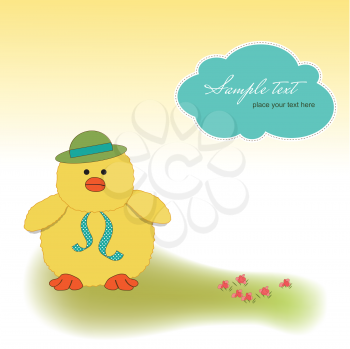 customizable greeting card with duck in vector format