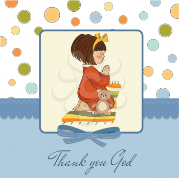 little girl praying, illustration in vector format