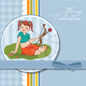 young pretty girl with cupid bow. valentine's day card