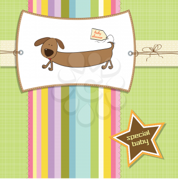 funny shower card with long dog, vector format