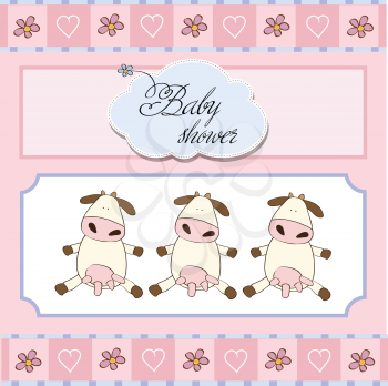 baby twins shower card with cows in vector format
