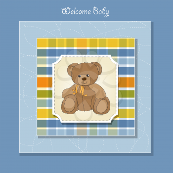 new baby announcement card with teddy bear