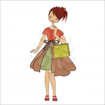 girl at shopping, vector illustration