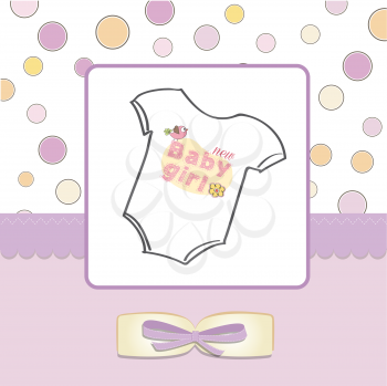 baby girl announcement card with pink tshirt