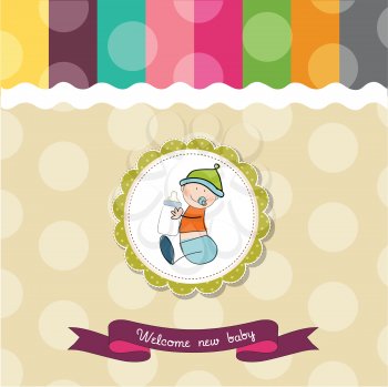 baby shower card with little baby, vector illustration