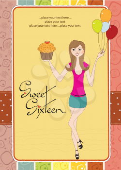 Sweet Sixteen Birthday card with young girl