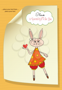 cute little doe who gives her heart. romantic and funny love greeting card