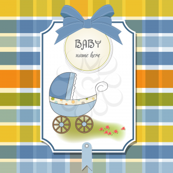 baby announcement card with pram