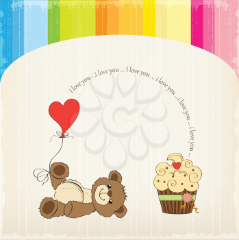 Valentine`s Day card with teddy bear