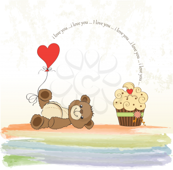 Valentine`s Day card with teddy bear