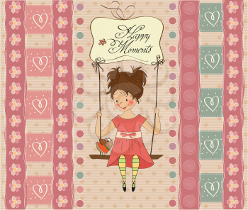young girl in a swing, vector illustration