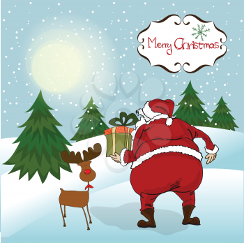 Santa coming, Christmas greeting card