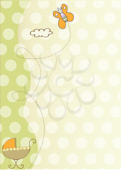baby shower card with cute stroller, vector format