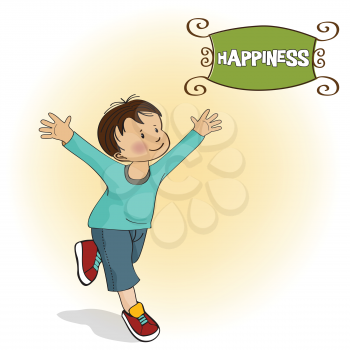 happy little boy who runs, vector illustration