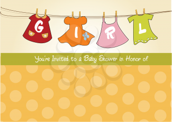 baby girl shower announcement card in vector format