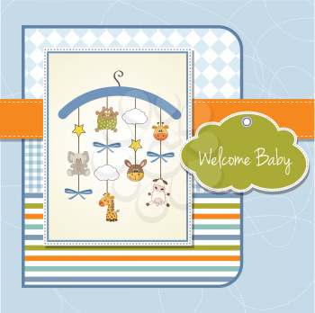 welcome baby announcement card, vector illustration