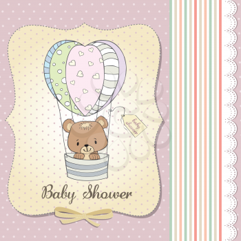 new baby girl announcement card with teddy bear