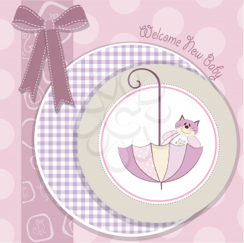 baby girl shower card with cat toy and umbrella